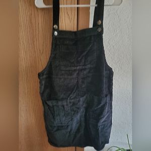 Womens Large Black Cordury Overall Dress